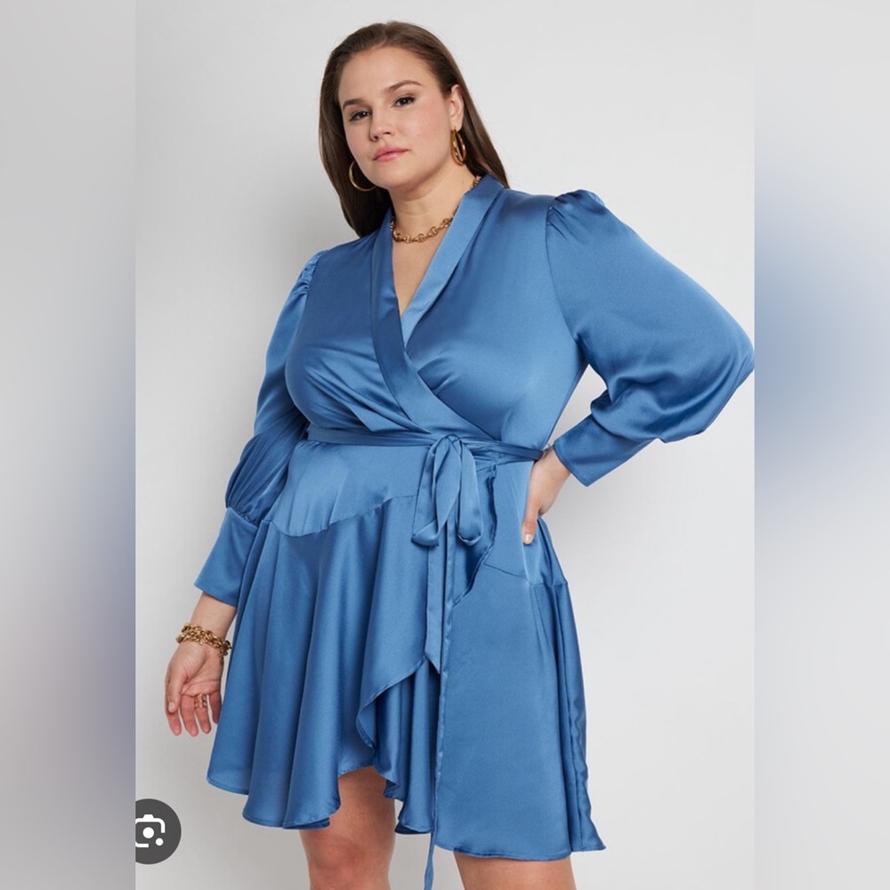 Elegant Blue Wrap Dress
